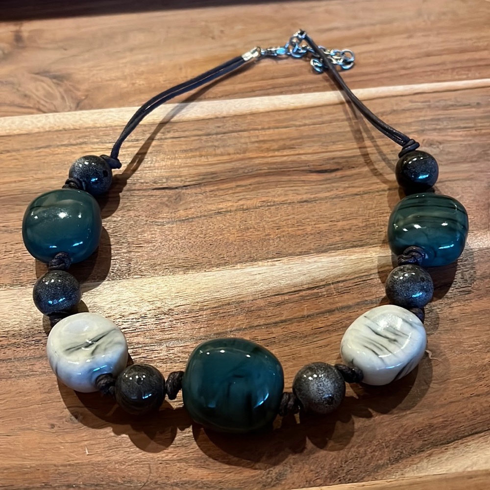 J Jill Blue & White Stone Beaded Necklace